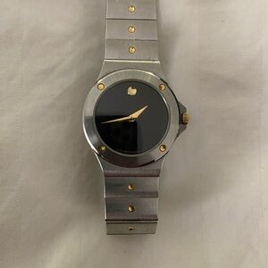 Movado Silver and Gold Smartwatch with Black Dial